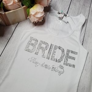 Victoria's Secret Rhinestone Bride White Ribbed Tank Top Size S